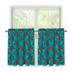 Red Crab Pattern Print Tier Curtains
