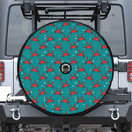 Red Crab Pattern Print Tire Cover With Camera Hole