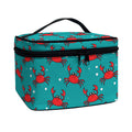 Red Crab Pattern Print Travel Makeup Bag