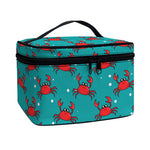 Red Crab Pattern Print Travel Makeup Bag