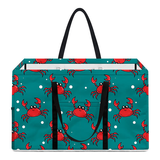 Red Crab Pattern Print Utility Tote Bag