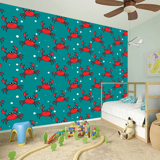 Red Crab Pattern Print Wall Sticker