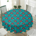 Red Crab Pattern Print Waterproof Round Tablecloth