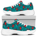 Red Crab Pattern Print White Chunky Shoes