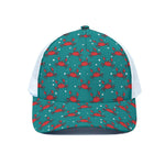 Red Crab Pattern Print White Mesh Trucker Cap