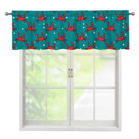Red Crab Pattern Print Window Valance