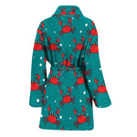Red Crab Pattern Print Women's Bathrobe
