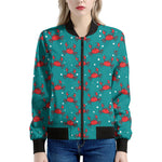Red Crab Pattern Print Women's Bomber Jacket