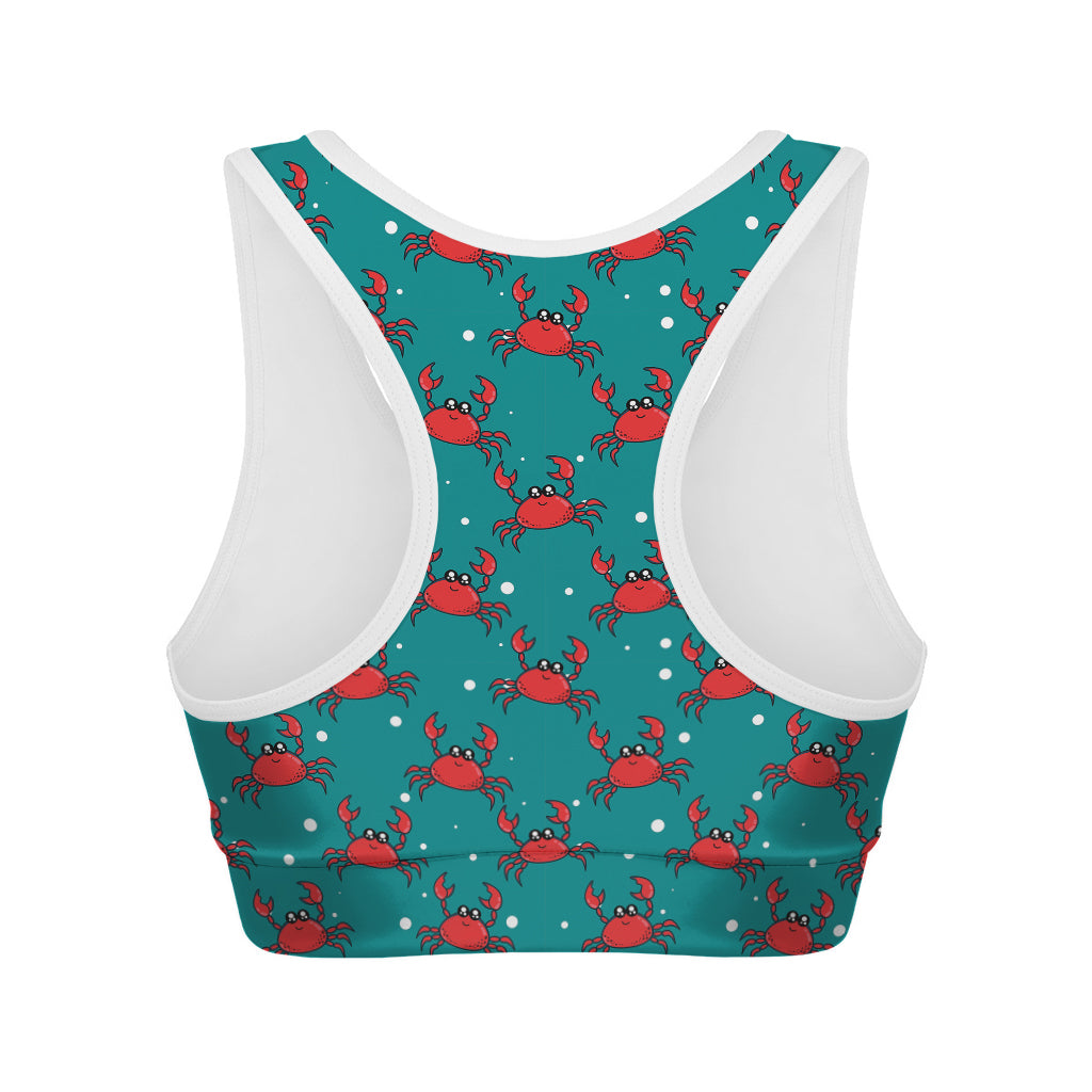 Red Crab Pattern Print Women's Sports Bra