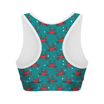 Red Crab Pattern Print Women's Sports Bra