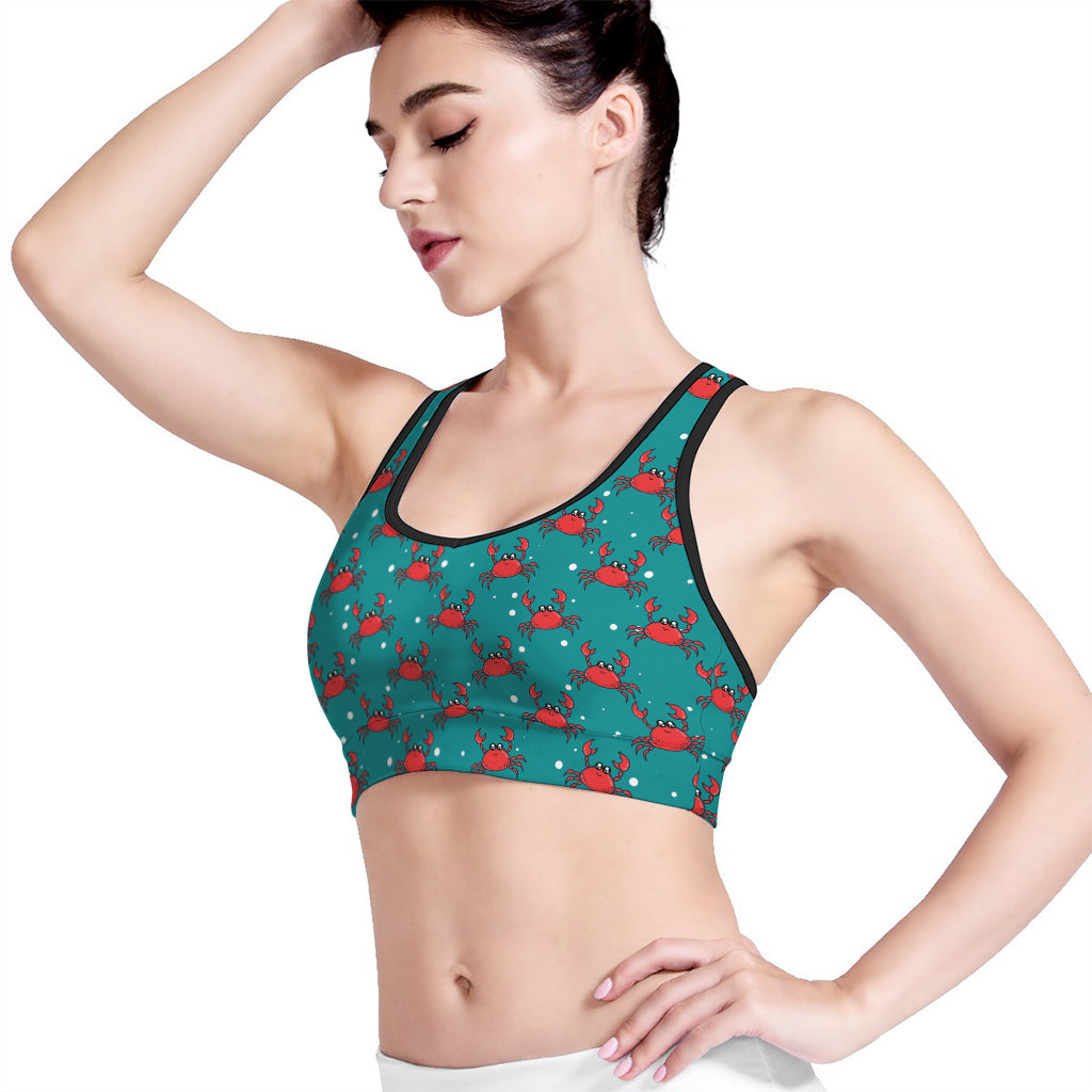 Red Crab Pattern Print Women's Sports Bra