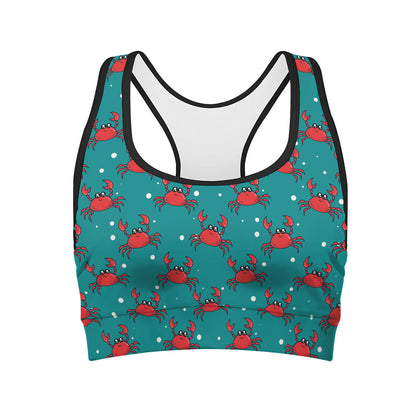 Red Crab Pattern Print Women's Sports Bra