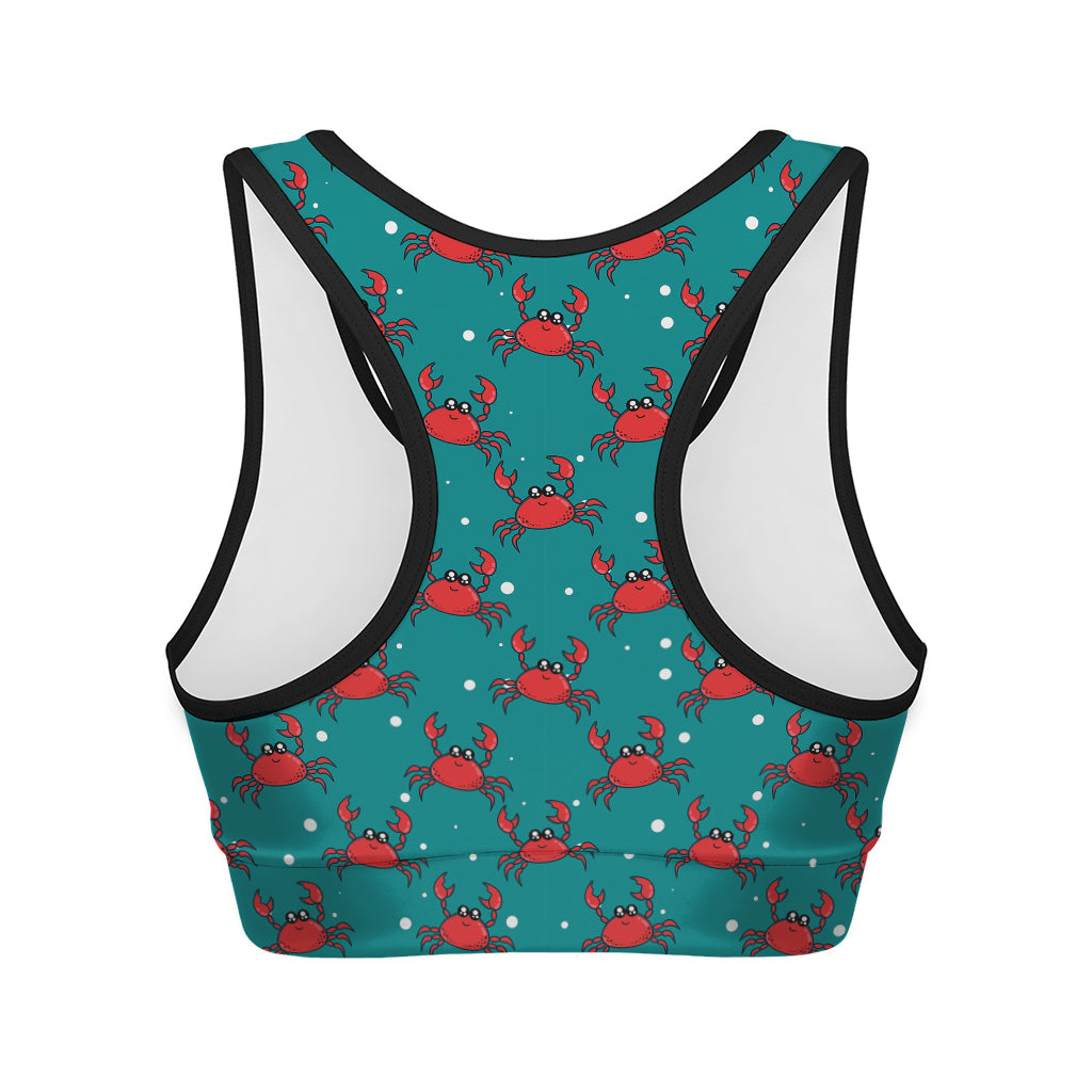 Red Crab Pattern Print Women's Sports Bra