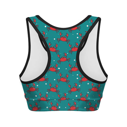 Red Crab Pattern Print Women's Sports Bra