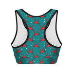 Red Crab Pattern Print Women's Sports Bra