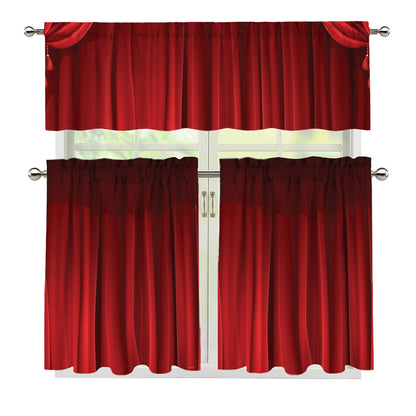 Red Curtain Theater Print 3 Piece Kitchen Curtains