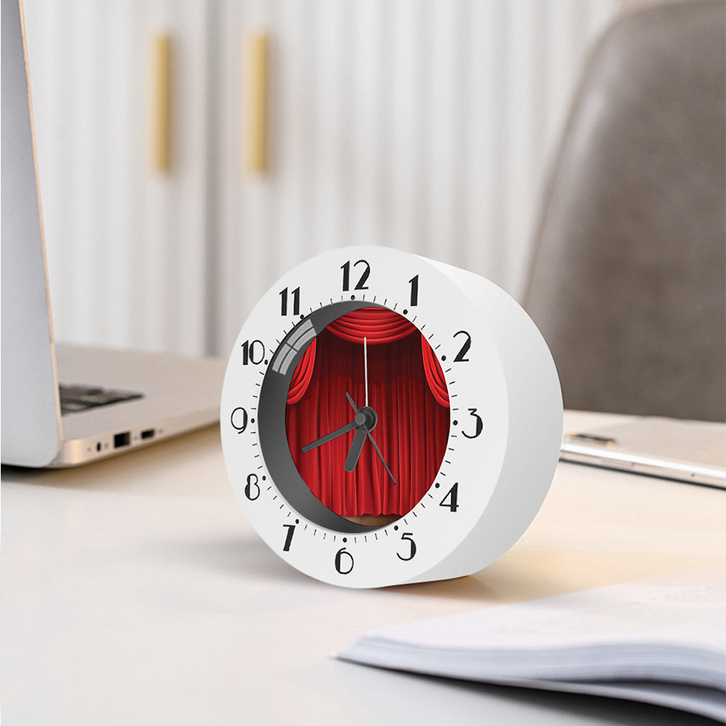 Red Curtain Theater Print Alarm Clock