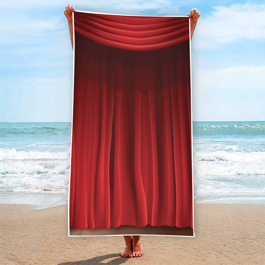 Red Curtain Theater Print Beach Towel