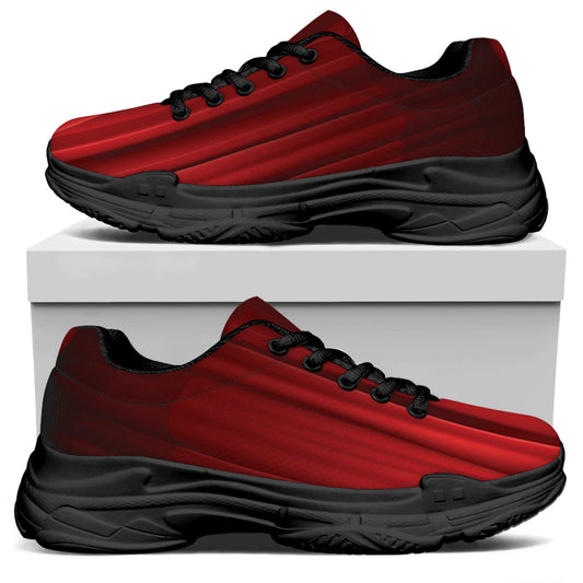 Red Curtain Theater Print Black Chunky Shoes
