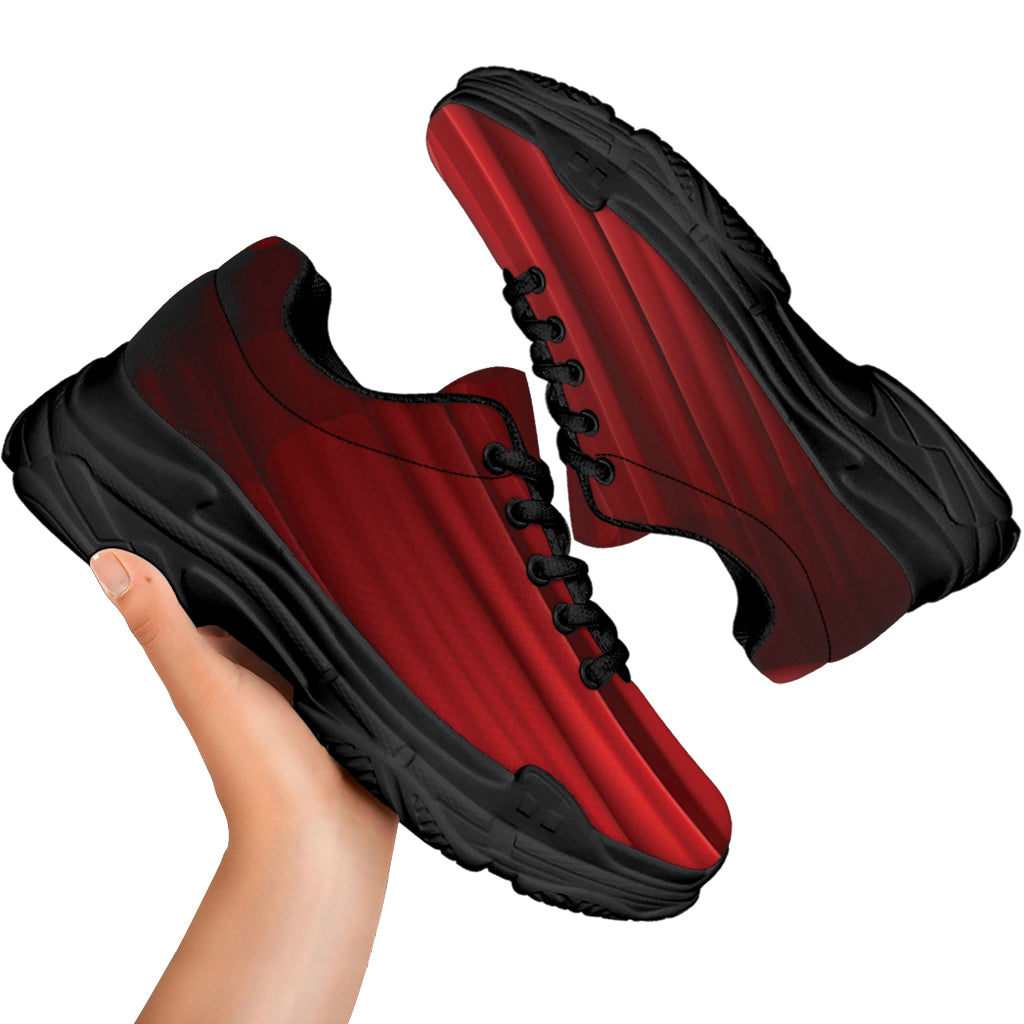 Red Curtain Theater Print Black Chunky Shoes