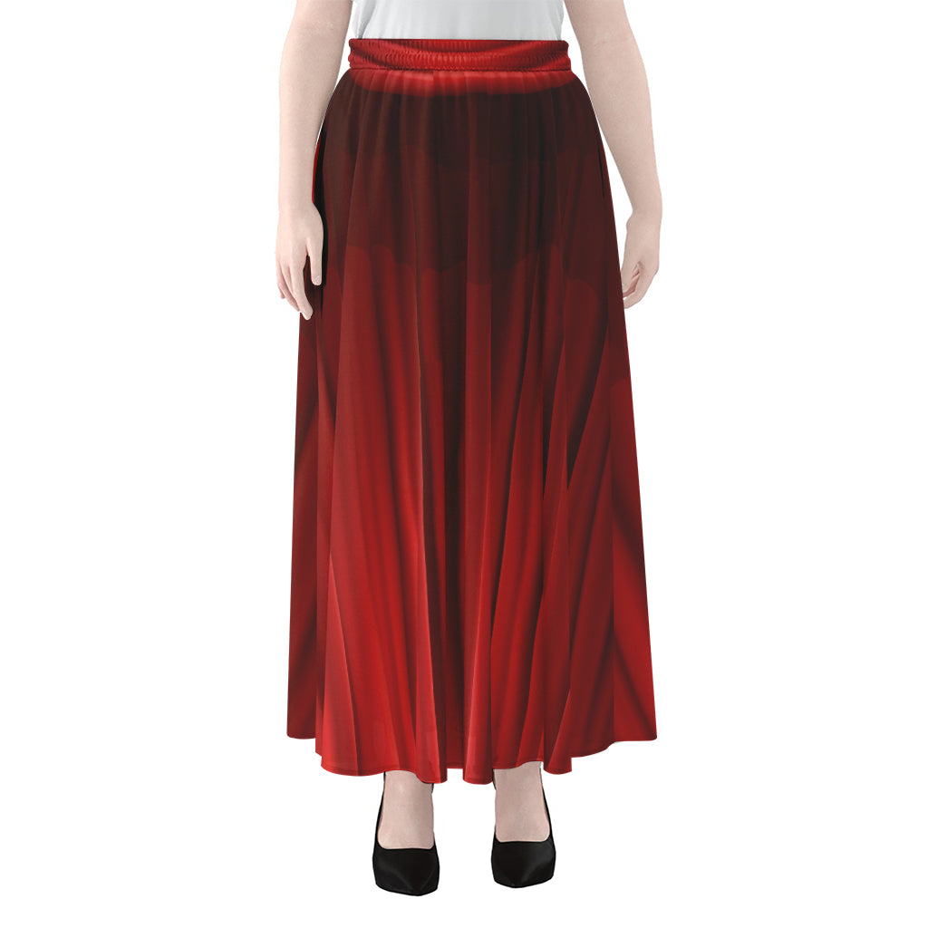 Red Curtain Theater Print Chiffon Maxi Skirt