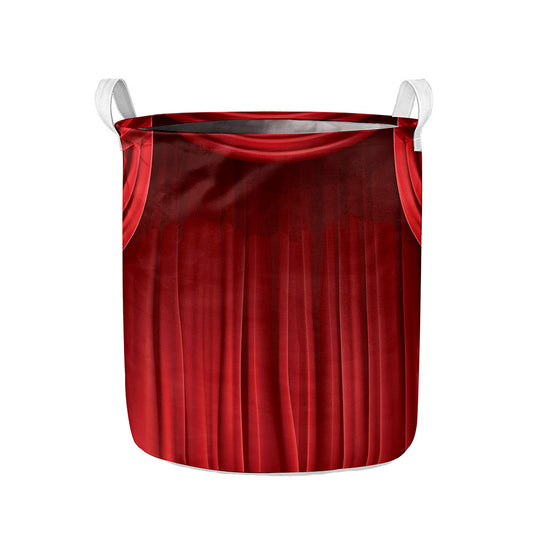 Red Curtain Theater Print Collapsible Laundry Basket