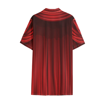Red Curtain Theater Print Cotton Hawaiian Shirt