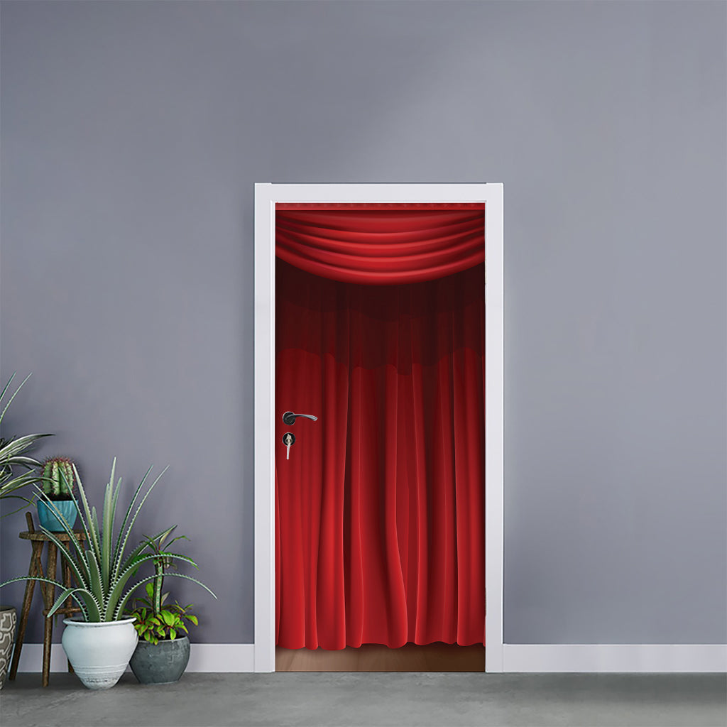 Red Curtain Theater Print Door Sticker