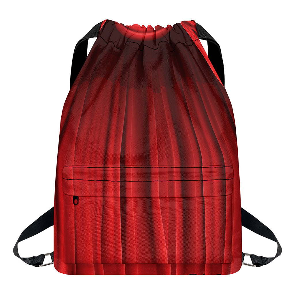 Red Curtain Theater Print Drawstring Backpack