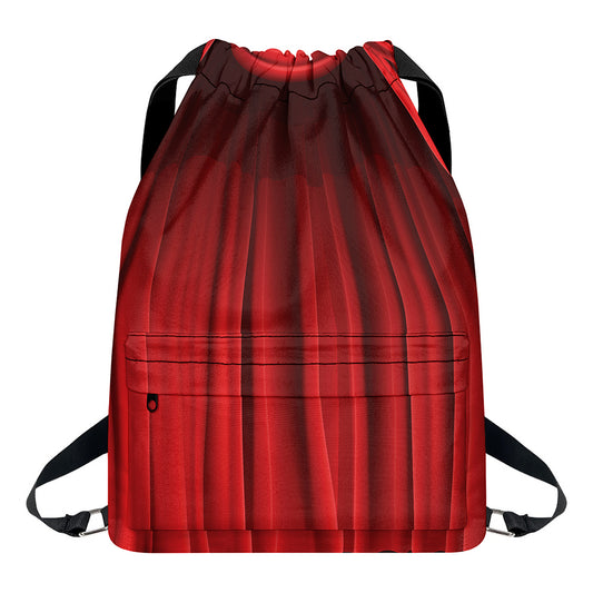 Red Curtain Theater Print Drawstring Backpack