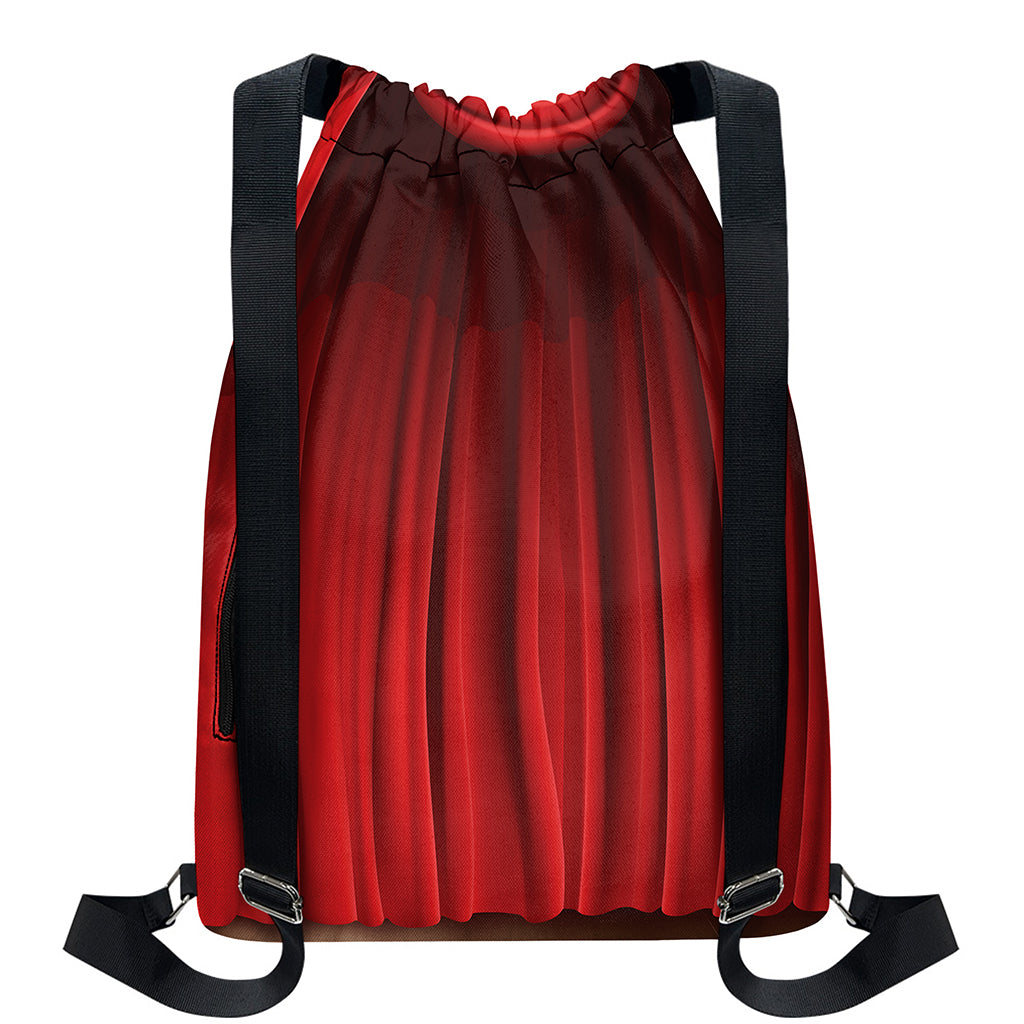 Red Curtain Theater Print Drawstring Backpack