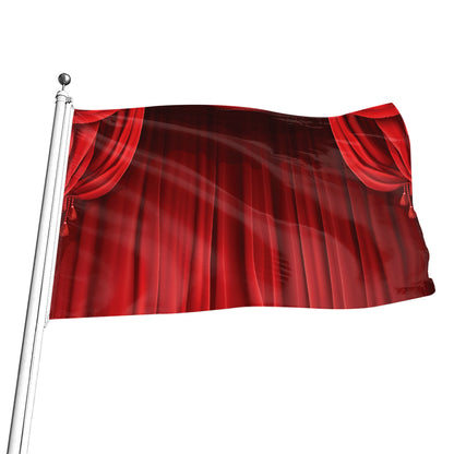 Red Curtain Theater Print Flag