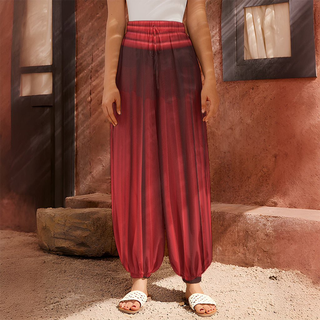 Red Curtain Theater Print Harem Pants