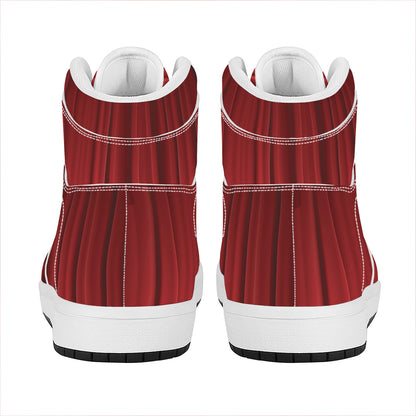 Red Curtain Theater Print High Top Leather Sneakers