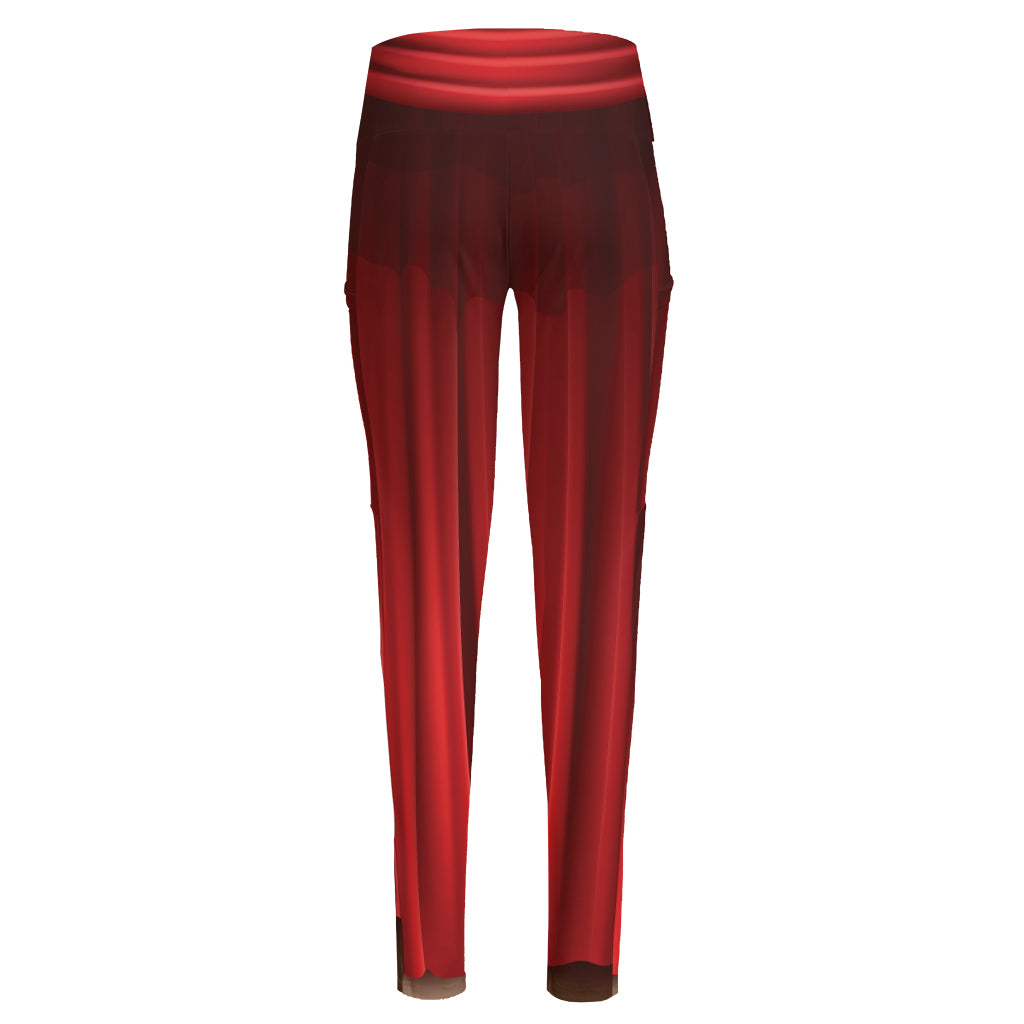 Red Curtain Theater Print High-Waisted Pocket Leggings