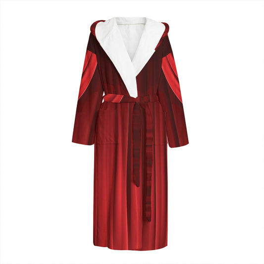 Red Curtain Theater Print Hooded Bathrobe