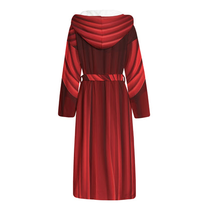 Red Curtain Theater Print Hooded Bathrobe