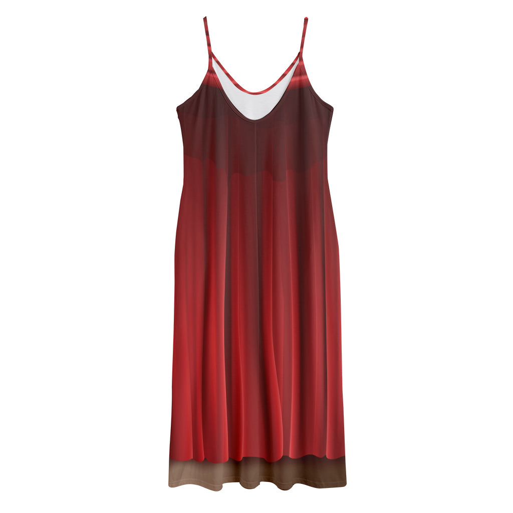 Red Curtain Theater Print Jersey Midi Cami Dress