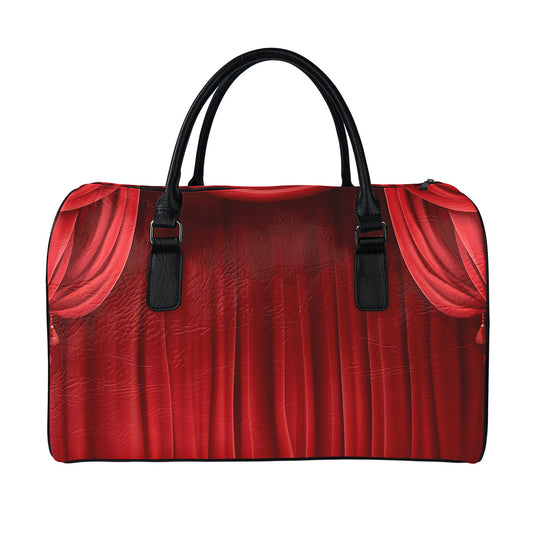 Red Curtain Theater Print Leather Duffle Bag