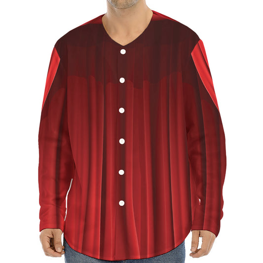 Red Curtain Theater Print Long Sleeve Baseball Jersey