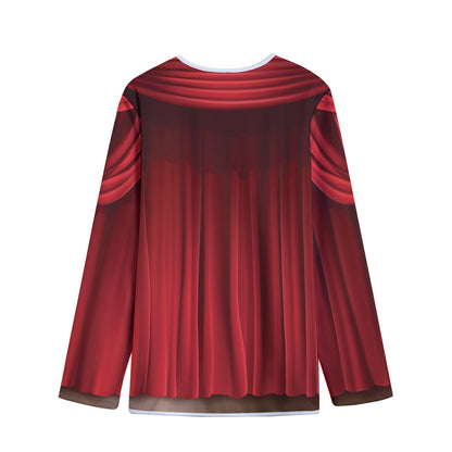 Red Curtain Theater Print Long Sleeve Short Coat