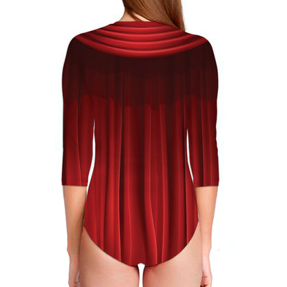 Red Curtain Theater Print Long Sleeve Swimsuit