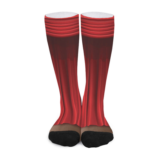 Red Curtain Theater Print Long Socks