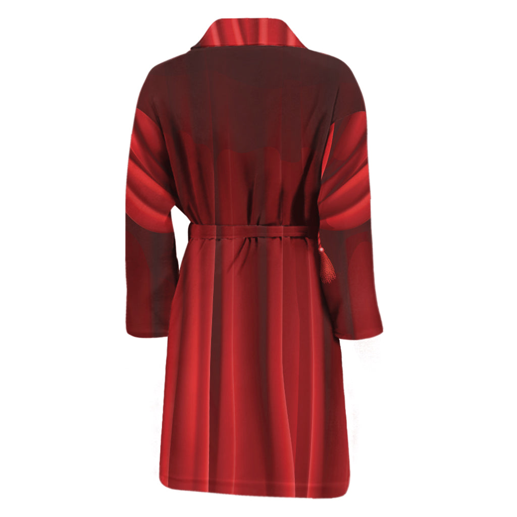 Red Curtain Theater Print Men's Bathrobe