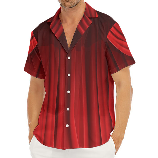 Red Curtain Theater Print Men's Deep V-Neck Shirt