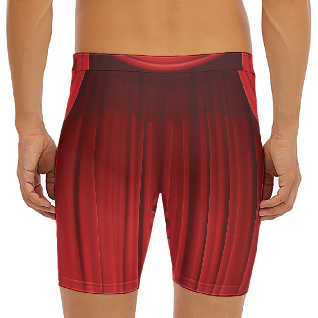 Red Curtain Theater Print Men's Long Boxer Briefs