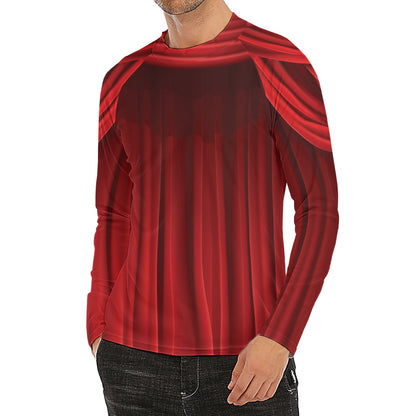 Red Curtain Theater Print Men's Long Sleeve Rash Guard