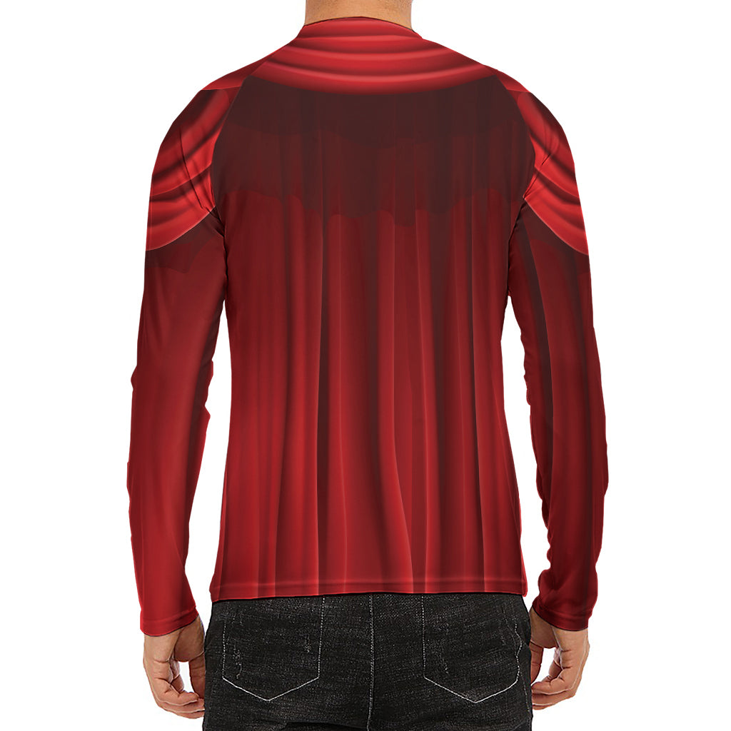Red Curtain Theater Print Men's Long Sleeve Rash Guard