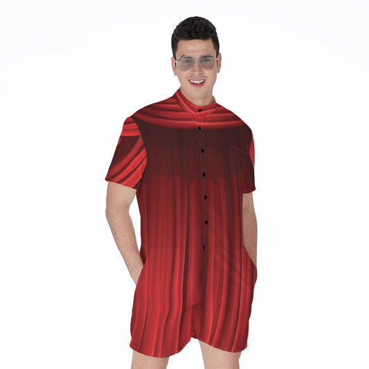 Red Curtain Theater Print Men's Rompers