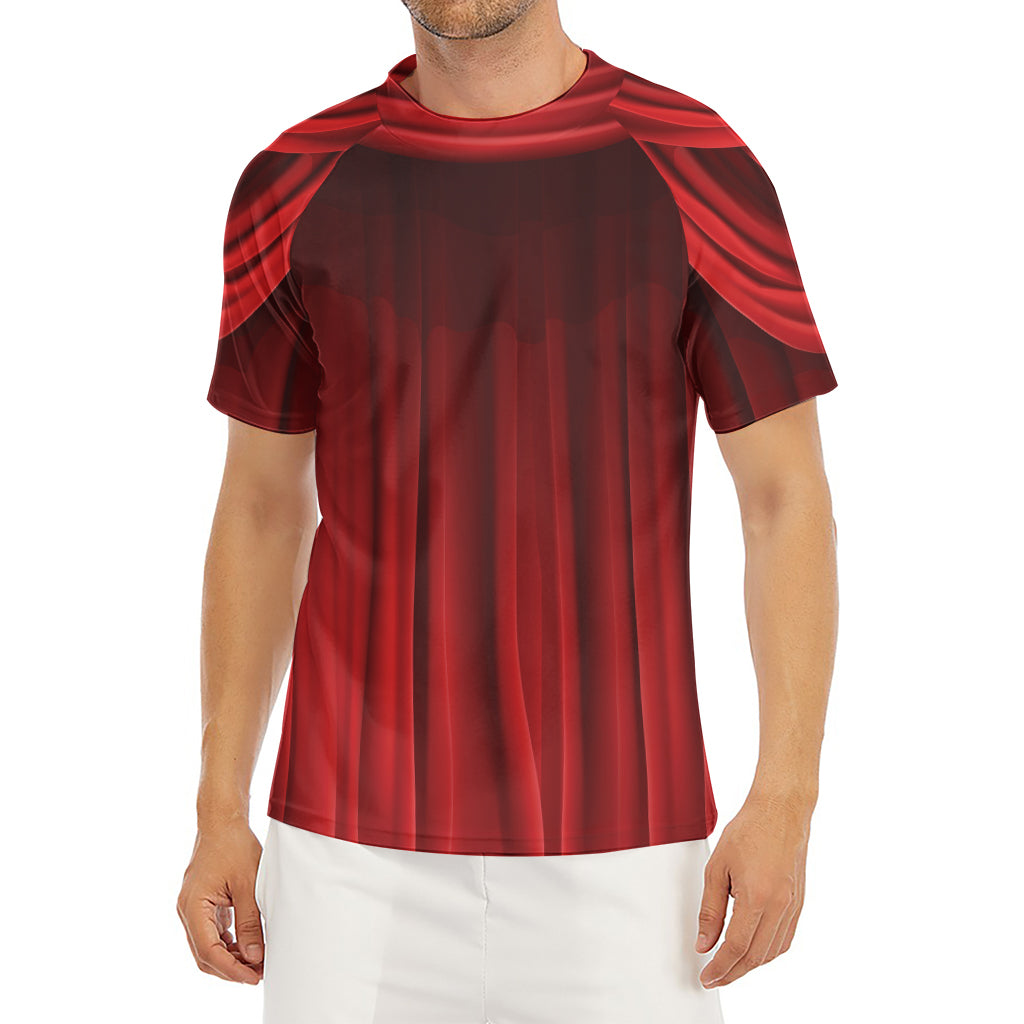 Red Curtain Theater Print Men's Short Sleeve Rash Guard